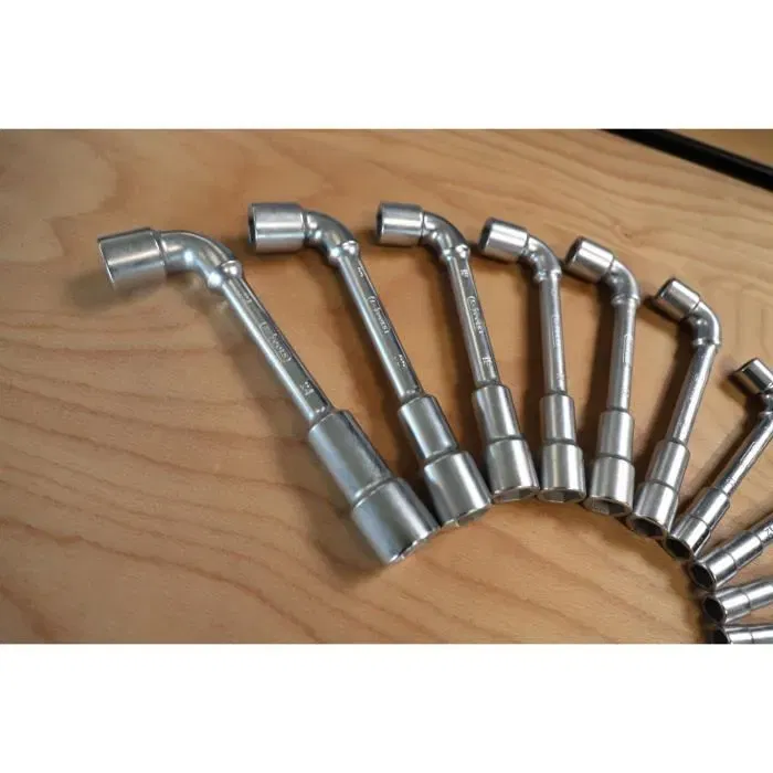 KS TOOLS - Boite de 12 clés à pipe débouchées métriques 6 pans, de 7 à 24 mm - Chrome Vanadium (Ref. 517.0442)