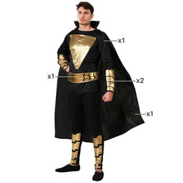 Déguisement Super-Héros Comique Noir pour Adulte Homme Taille M à L, Kit Complet avec Cape et Accessoires - Polyester