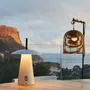 Lumisky FUNGY - Lampe de table sans fil LED blanc chaud en aluminium avec anse en cuir, Hauteur 29 cm