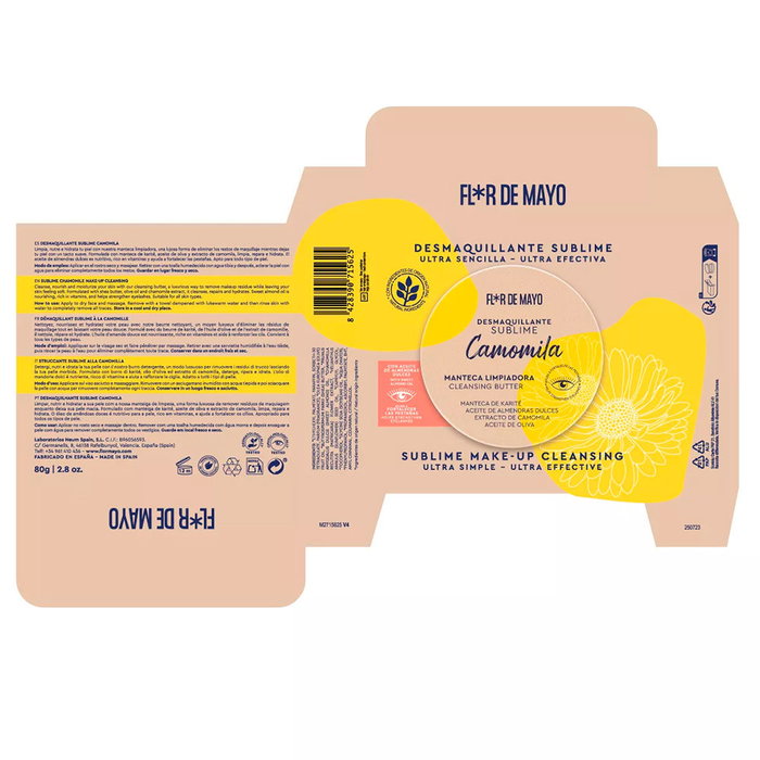 Flor De Mayo Sublime Camomila Baume Nettoyant 80 g - Soin Vegan, Doux pour Peaux Sensibles, Nettoie et Hydrate - Ingrédients Naturels, Cruelty Free, Sans Silicones