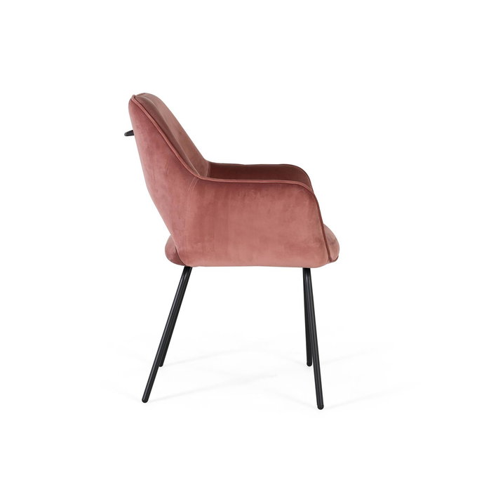 GINER Y COLOMER - Lot de 2 chaises en velours rose avec structure en métal - Assise en bois 43x48 cm GINER Y COLOMER - Lot de 2 chaises en velours rose avec structure en métal - Assise en bois 43x48 cm
