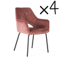 GINER Y COLOMER - Lot de 2 chaises en velours rose avec structure en métal - Assise en bois 43x48 cm