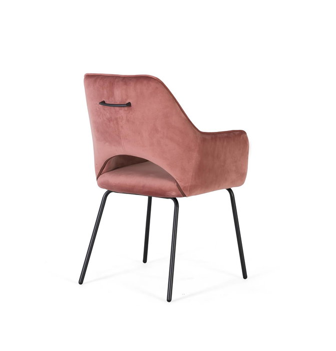 GINER Y COLOMER - Lot de 2 chaises en velours rose avec structure en métal - Assise en bois 43x48 cm GINER Y COLOMER - Lot de 2 chaises en velours rose avec structure en métal - Assise en bois 43x48 cm