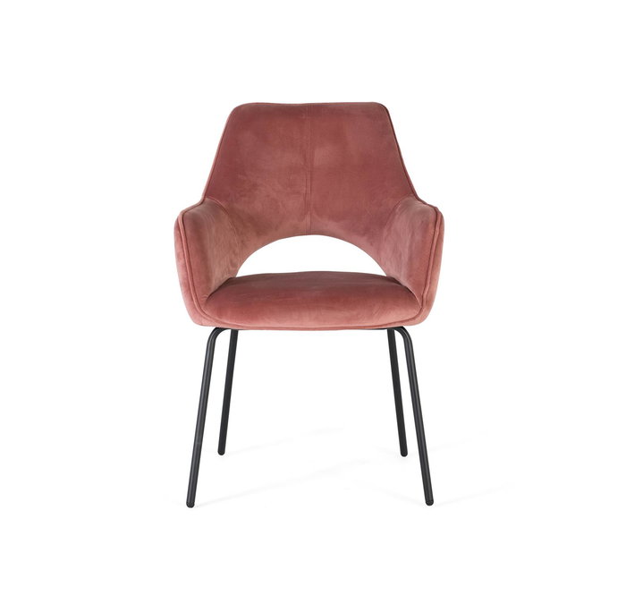 GINER Y COLOMER - Lot de 2 chaises en velours rose avec structure en métal - Assise en bois 43x48 cm GINER Y COLOMER - Lot de 2 chaises en velours rose avec structure en métal - Assise en bois 43x48 cm