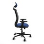 Chaise Zulema Synchro 3 positions tissu Bleu foncé Maille Noir Base en nylon noir Accoudoir 2D Appui-tête Roulettes 65mm nylon