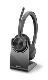 Poly Voyager 4320 UC Casque sans fil Bluetooth avec micro antibruit et socle de chargement - Connexion USB Type-C - Pour bureau et centre d'appels