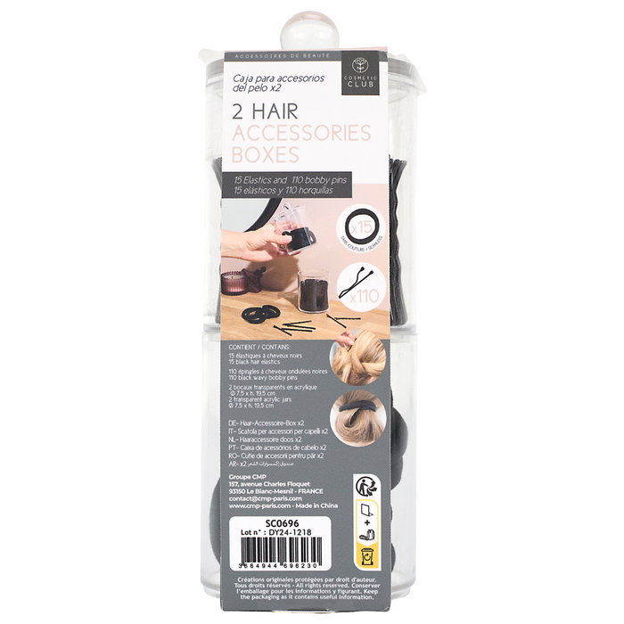 Cosmetic Club Lot de 2 boîtes d'accessoires cheveux noir Cosmetic Club Lot de 2 boîtes d'accessoires cheveux noir
