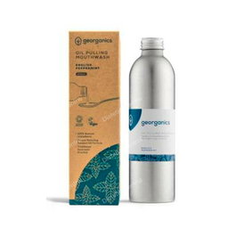 GEORGANICS Bocal de Rince-Bouche Naturel à la Menthe Bio 275 ml - Utilise une technique ayurvédique pour nettoyer et blanchir les dents