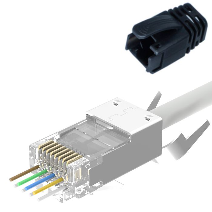 Lanview Fiche RJ45 STP Cat6A/Cat7 pour câble de grand diamètre AWG22-24 Lanview Fiche RJ45 STP Cat6A/Cat7 pour câble de grand diamètre AWG22-24