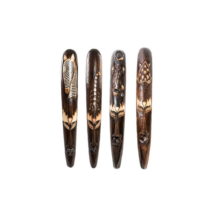 DKD Home Decor Décoration murale Masque Tribal Beige et Brun foncé (4 Unités) DKD Home Decor Décoration murale Masque Tribal Beige et Brun foncé (4 Unités)