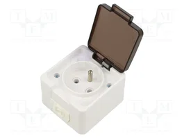 ABEX Socle d'alimentation AC 2P+PE 16A IP44 blanc