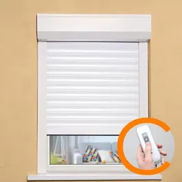 France Combi Volet roulant électrique radio aluminium H140 x L120 cm recoupable - Coffre, glissières et lames isolantes - Coloris Blanc