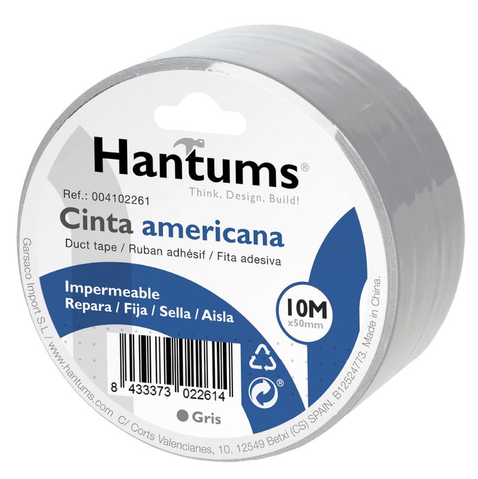 Hantums Cinta americana imperméable Gris 50mm 10M Hantums Cinta americana imperméable Gris 50mm 10M
