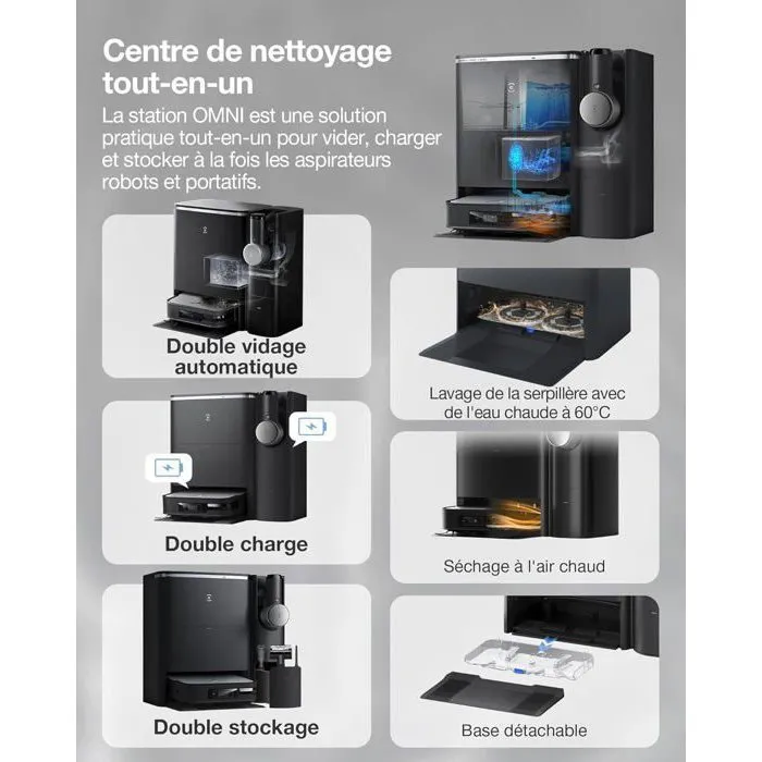 Aspirateur robot ECOVACS DEEBOT X2 COMBO 6400 mAh