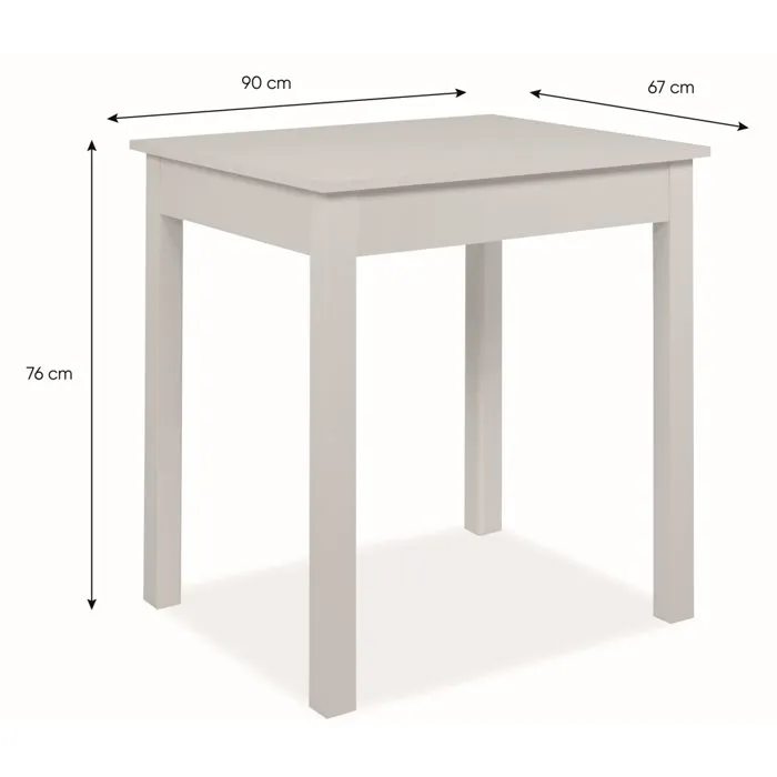 Table à manger CAPRI - Blanc - Carré - 4 personnes - 90 x 67 x 76 cm