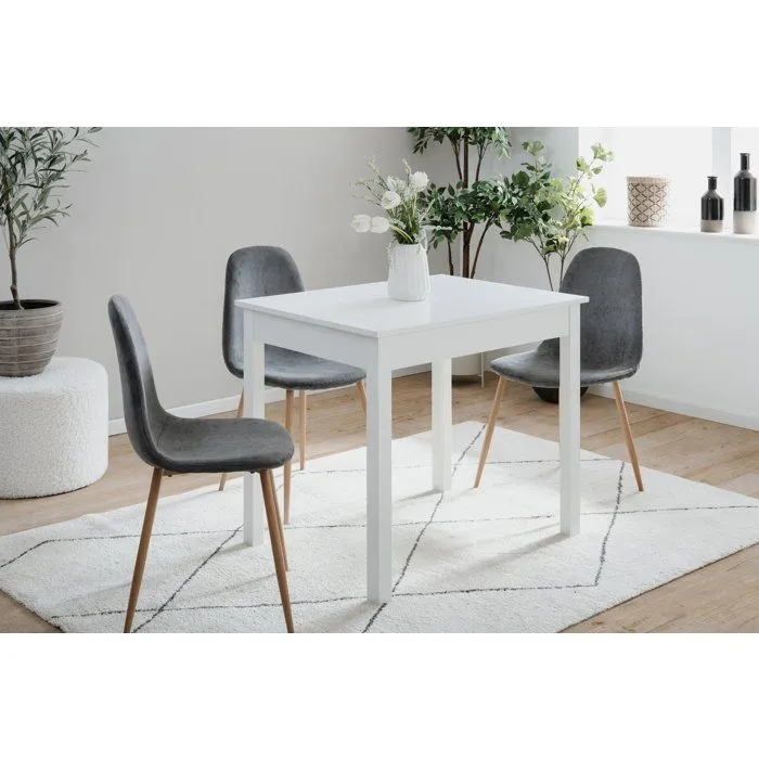 Table à manger CAPRI - Blanc - Carré - 4 personnes - 90 x 67 x 76 cm