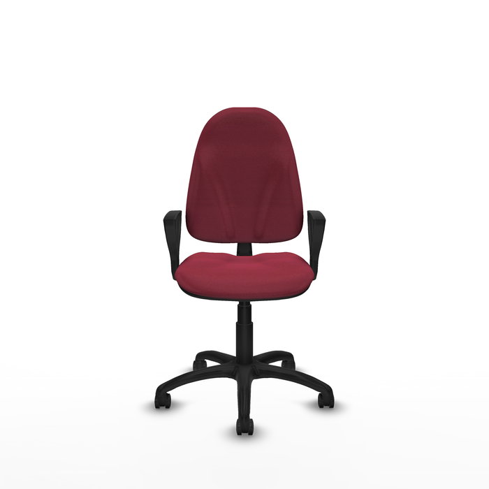 Chaise Algarra Contact permament de base Tissu Bordeaux Structure polyamide noire Accoudoirs fixes Sans appui-tête Roulettes pour moquette