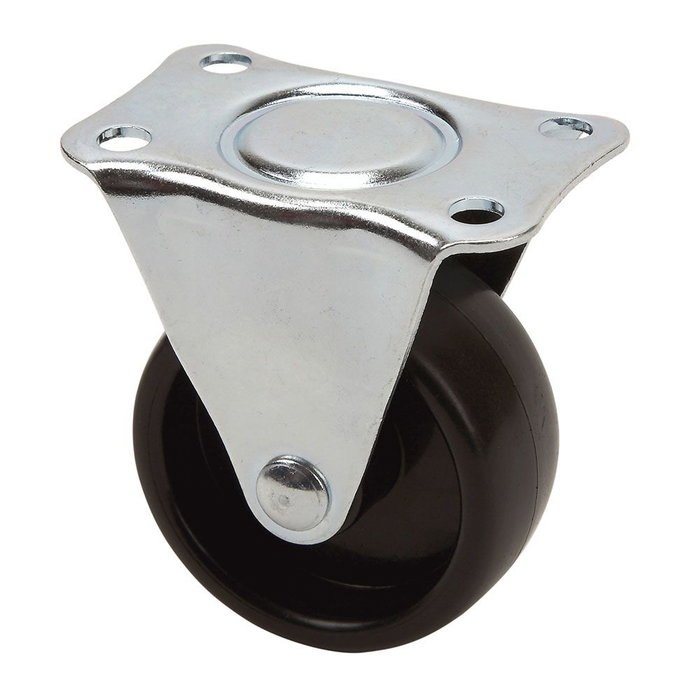 Ruedas Alex Roue fixe avec plaque et axe lisse, noire, 4 cm Ruedas Alex Roue fixe avec plaque et axe lisse, noire, 4 cm