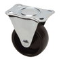 Ruedas Alex Roue fixe avec plaque et axe lisse, noire, 4 cm