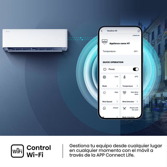 Hisense HB35XU0A Climatiseur Split Uni Pure 3500W Froid 3900W Chaud A+++ WiFi Silencieux 26dB