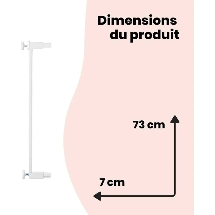 Safety 1st Extension de barrière de sécurité 7 cm Blanc Métal, adaptateur pour espace ajustable, compatible Safety 1st, livrée à l'unité Safety 1st Extension de barrière de sécurité 7 cm Blanc Métal, adaptateur pour espace ajustable, compatible Safety 1st, livrée à l'unité