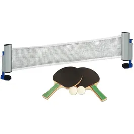 Space Court - Set de tennis de table Easy Spin - 2 raquettes en bois avec revêtement caoutchouc, 3 balles ABS et filet réglable jusqu'à 1,60 m