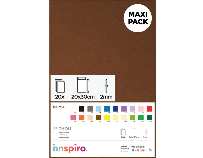 Innspiro Goma EVA marron, 20 feuilles de 20x30 cm x 2 mm Innspiro Goma EVA marron, 20 feuilles de 20x30 cm x 2 mm