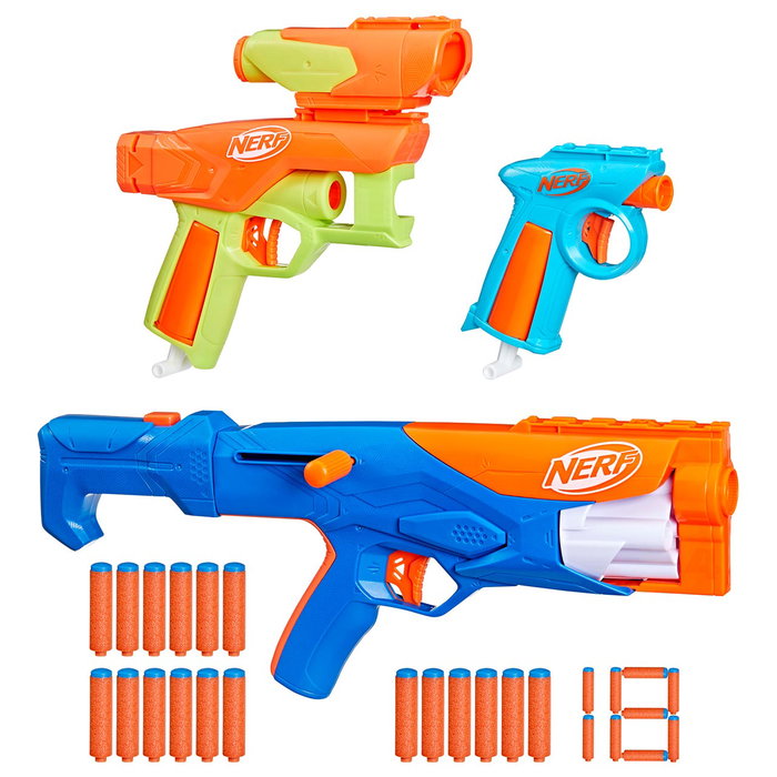 Nerf N Series Gear Up Pack F8633 - Pack de personnalisation avec 3 lancers, 1 viseur, 1 crosse pour 10 combinaisons