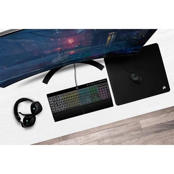 Corsair Clavier Gamer K55 RGB PRO, 5Z RGB, Dôme de Gomme, AZERTY Français - CH-9226765-FR