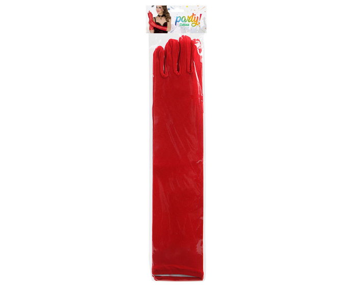 Guantes longs pour déguisement de carnaval ou cabaret - Rouge - 42 cm - Accessoire en polyester pour adulte