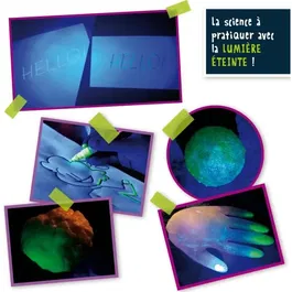 Lisciani - Kit scientifique Genius Science La Science Phosphorescente - Expériences de Luminescence et Phosphorescence pour Créer Balles Fluos, Slimes et Messages Secrets Lumineux