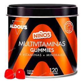 ALDOUS BIO Multivitamines pour enfants 120 Gummies saveur naturelle à la fraise