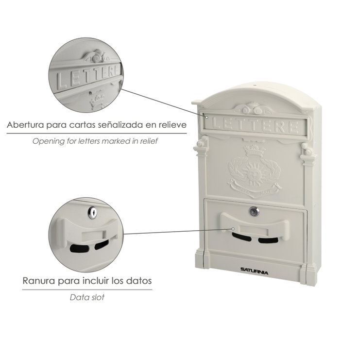 WOLFPACK LINEA PROFESIONAL Boîte aux lettres de jardin Palace blanc en aluminium fondu