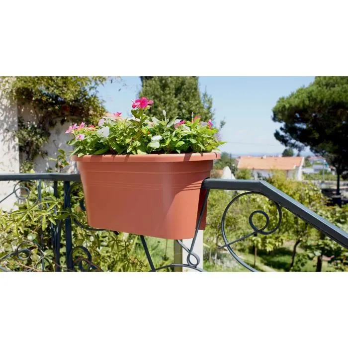ARTEVASI Jardinière pour balcon VENEZIA - Gris anthracite - 30 x 60 x H 27 cm - 18L ARTEVASI Jardinière pour balcon VENEZIA - Gris anthracite - 30 x 60 x H 27 cm - 18L
