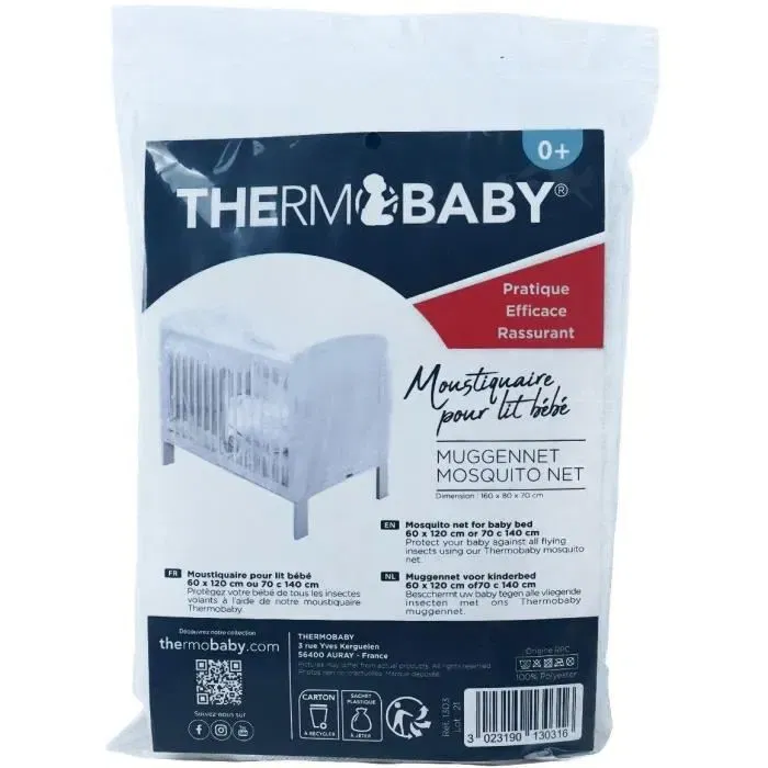 Thermobaby Moustiquaire de lit pour bébé, protection anti-moustiques, dimensions 60x120 cm et 70x140 cm Thermobaby Moustiquaire de lit pour bébé, protection anti-moustiques, dimensions 60x120 cm et 70x140 cm