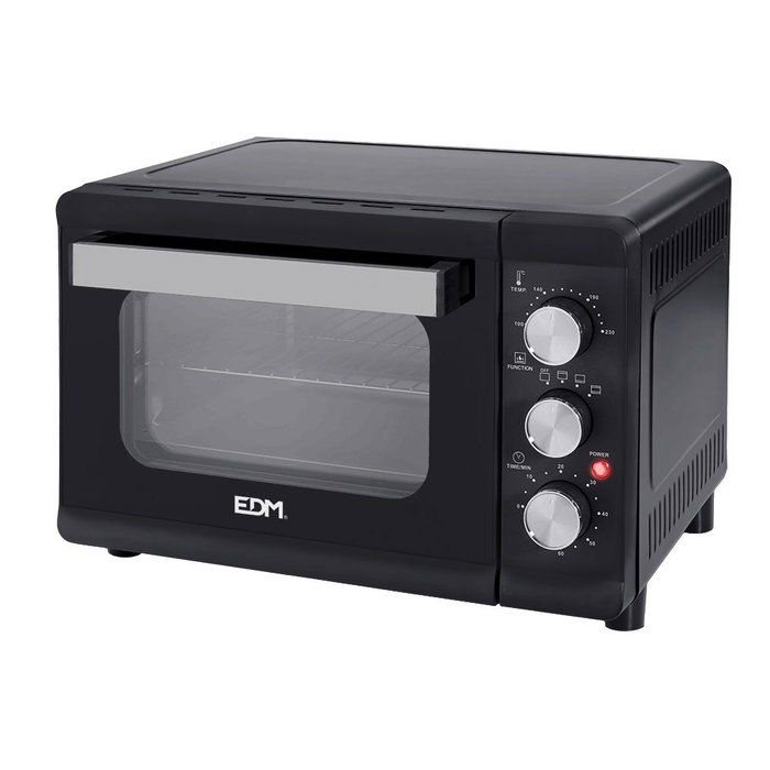 EDM Four de table électrique 23 L 1380 W Noir mat Double vitre Temporisateur EDM Four de table électrique 23 L 1380 W Noir mat Double vitre Temporisateur