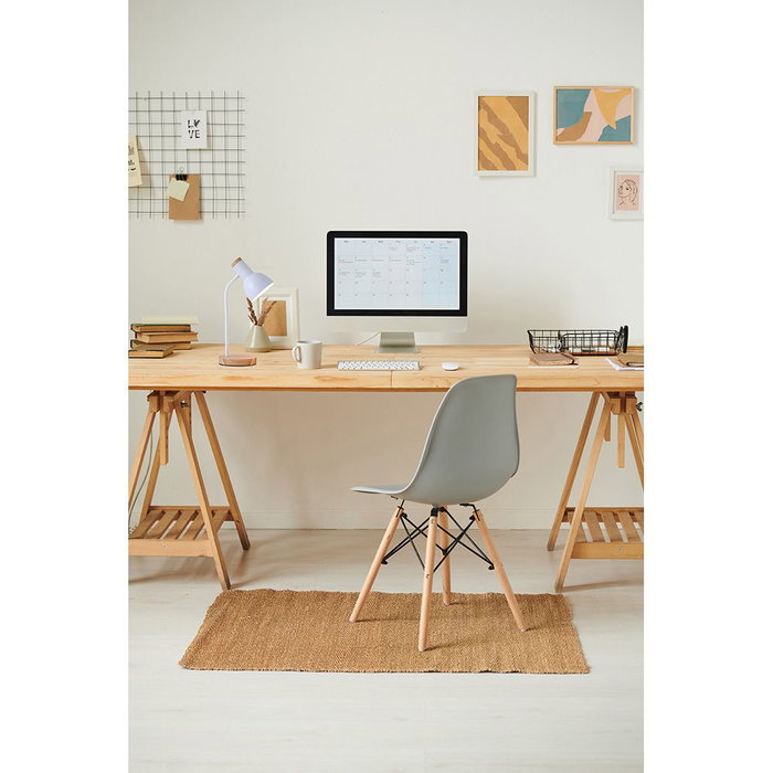 Edm Lampe de bureau Ø12x17x45 cm Max 40W Culot E27 Bois naturel et Acier blanc Edm Lampe de bureau Ø12x17x45 cm Max 40W Culot E27 Bois naturel et Acier blanc