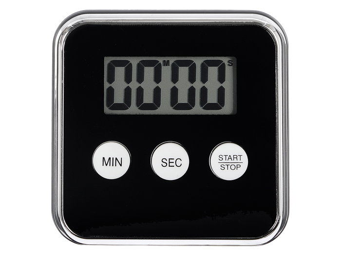 Kinvara Horloge numérique de cuisine avec aimant, noir, 8 x 8 x 2 cm (Set de 24)