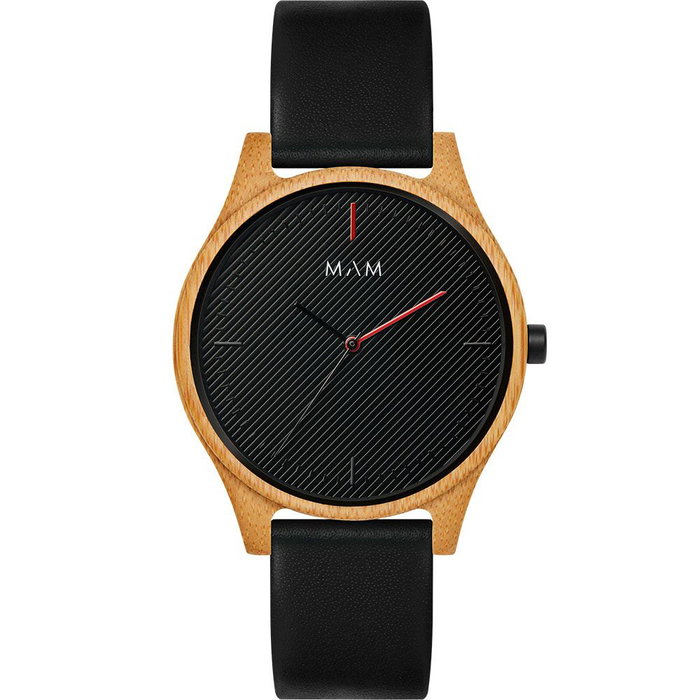 MAM MAM615 Montre Unisexe en Bambou et Cuir Noir MAM MAM615 Montre Unisexe en Bambou et Cuir Noir