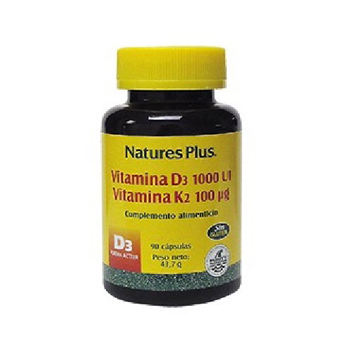 NATURES PLUS Vitamina D3 et Vitamina K2 100mcg, 90 capsules NATURES PLUS Vitamina D3 et Vitamina K2 100mcg, 90 capsules