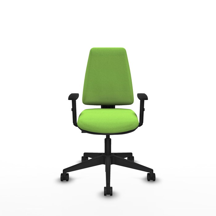 Chaise Elche Contact permament de base Tissu Vert pistache Base pyramidale noire Accoudoir 1D Sans appui-tête Roulettes 65mm nylon