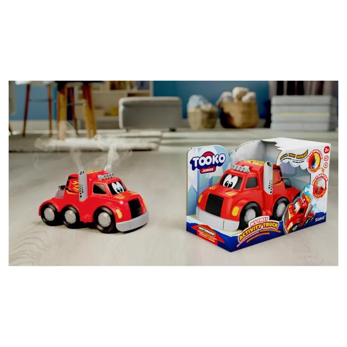 TOOKO - 81478 - Camion d'activités motorisé, sonore et lumineux pour enfants à partir de 2 ans avec fonction fumée