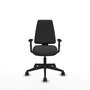 Chaise Elche Asynchrone Cuir écologique Gris foncé Base pyramidale noire Accoudoir 1D Sans appui-tête Roulettes 65mm nylon