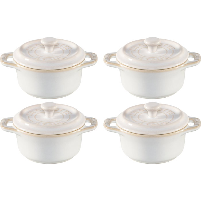 Staub Mini Cocotte Set 4-Piece Round, Ceramic, Ivory Staub Mini Cocotte Set 4-Piece Round, Ceramic, Ivory