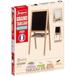 Jeujura Tableau Multifonctions en Bois avec Ardoise Craie et Blanche Magnétique 54 x 54 cm