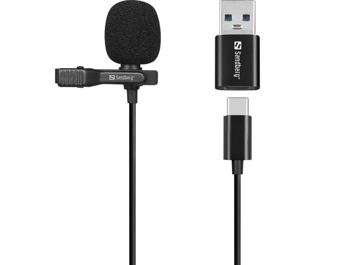 Sandberg Microphone USB Clip Streamer - Micro-cravatte avec fixation pour streaming, réunions en ligne et haute qualité vocale Sandberg Microphone USB Clip Streamer - Micro-cravatte avec fixation pour streaming, réunions en ligne et haute qualité vocale