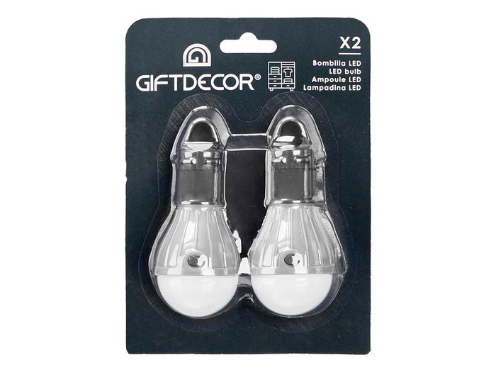 GIFTDECOR Set de 2 lampes LED à ampoule Gris