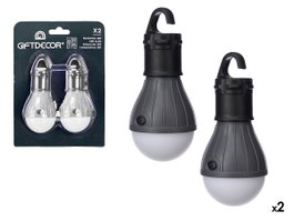 GIFTDECOR Set de 2 lampes LED à ampoule Gris