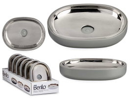 Berilo Porte-savon Gris Argenté 13 x 2.5 x 9.5 cm Plastique (Set de 12)