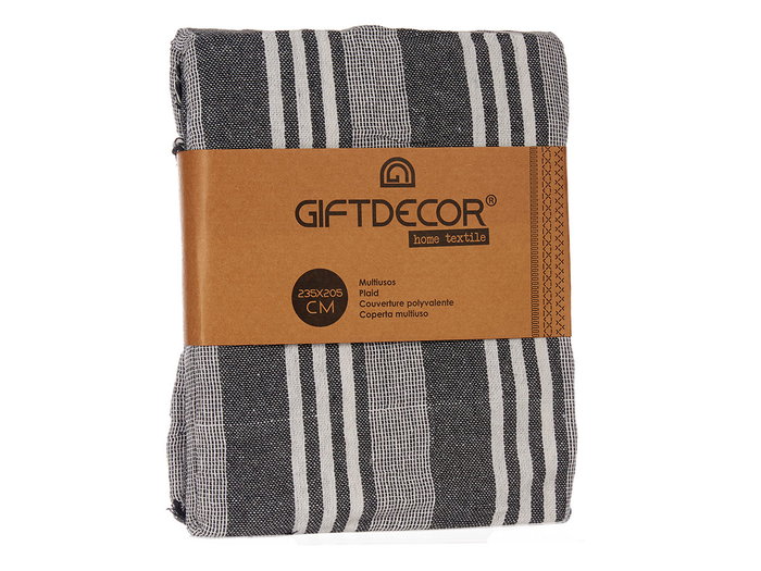 GIFTDECOR Plaid Multiusos Rayas Gris Foncé 235x205cm